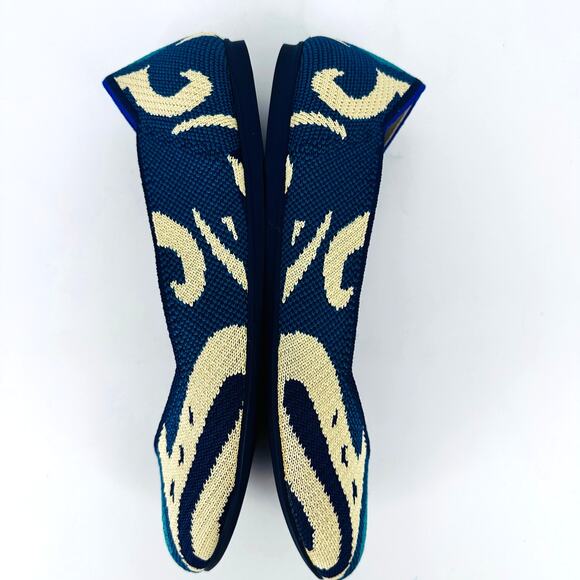 Rothys Moroccan Ikat blue rounded toe flat shoes knit 7.5 - Picture 5 of 7
